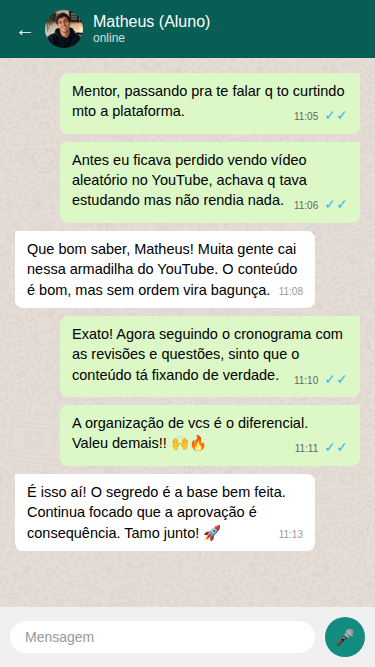 Depoimento de aluno aprovado